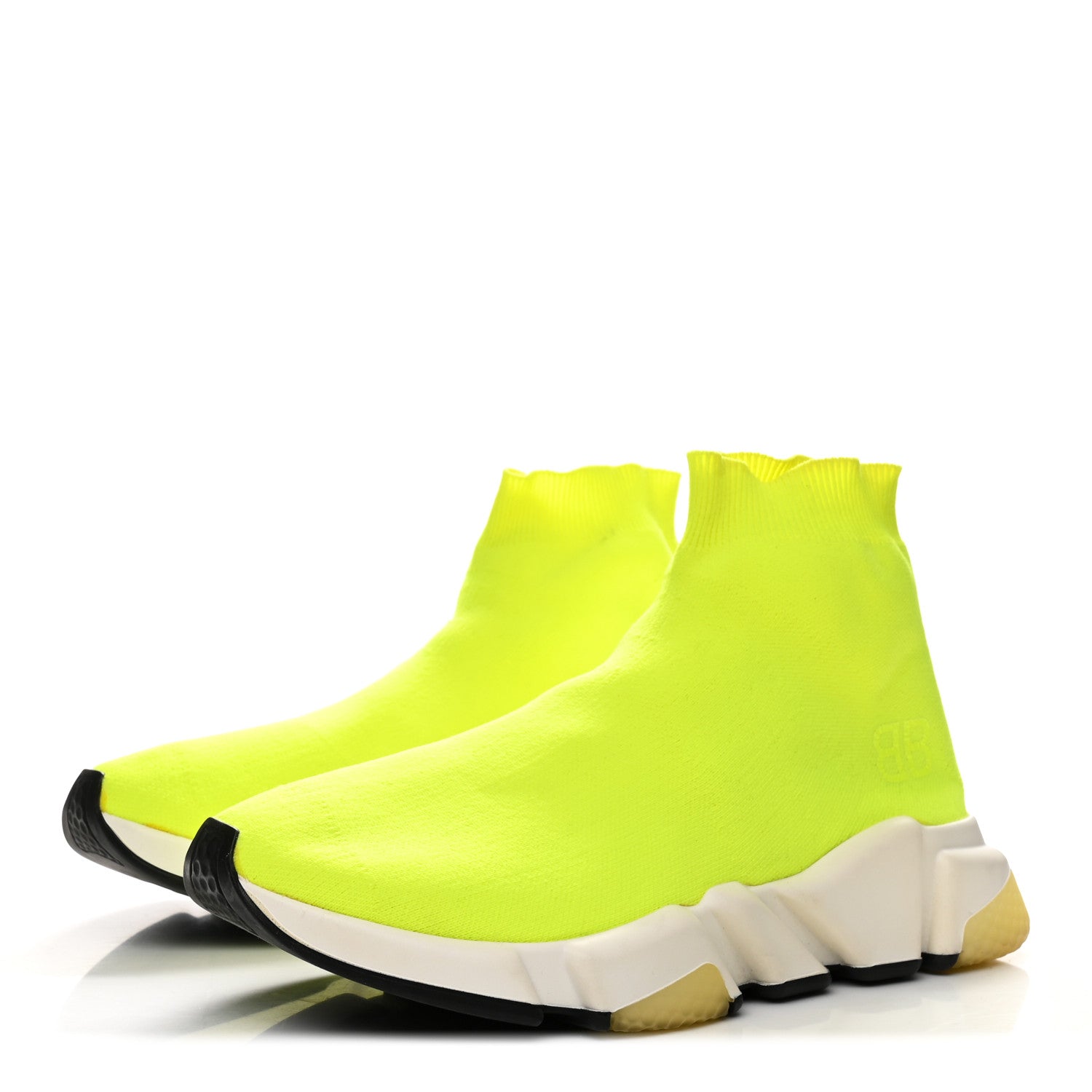Balenciaga Nylon Knit Womens BB Speed Sneakers  39 Jaune Fluo 4 of 10