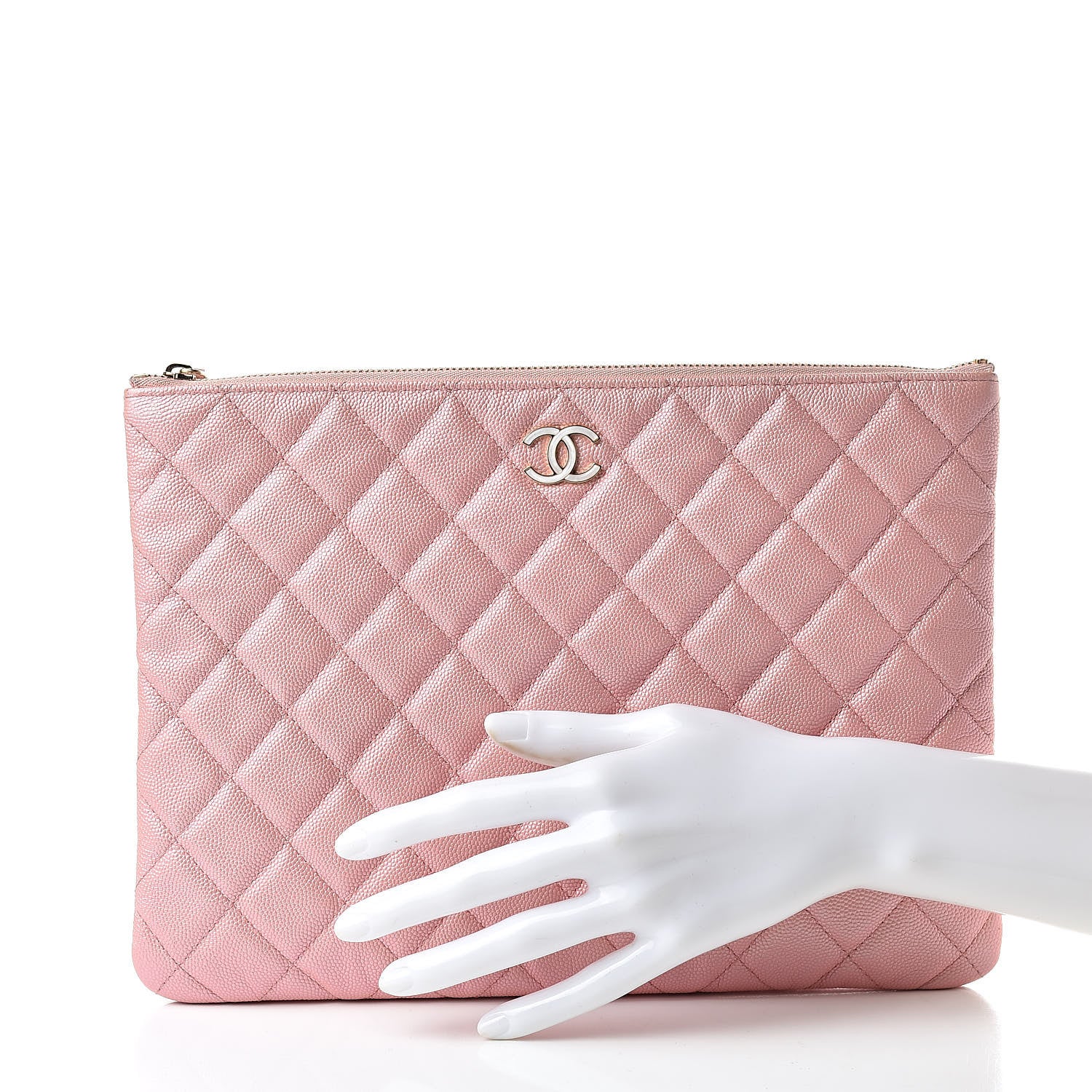 Chanel Iridescent Caviar Quilted Medium Cosmetic Case Rose Pink 2 of 9