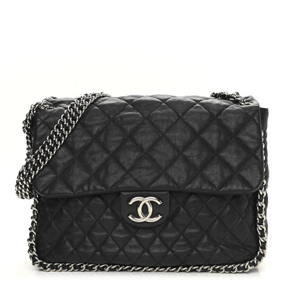 Chanel Washed Lambskin Quilted Maxi Chain Around Flap Black 1 of 12