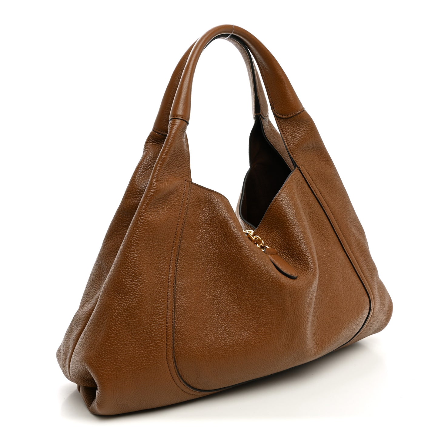 Grained Calfskin Softbit Maxi Shoulder Bag Brown