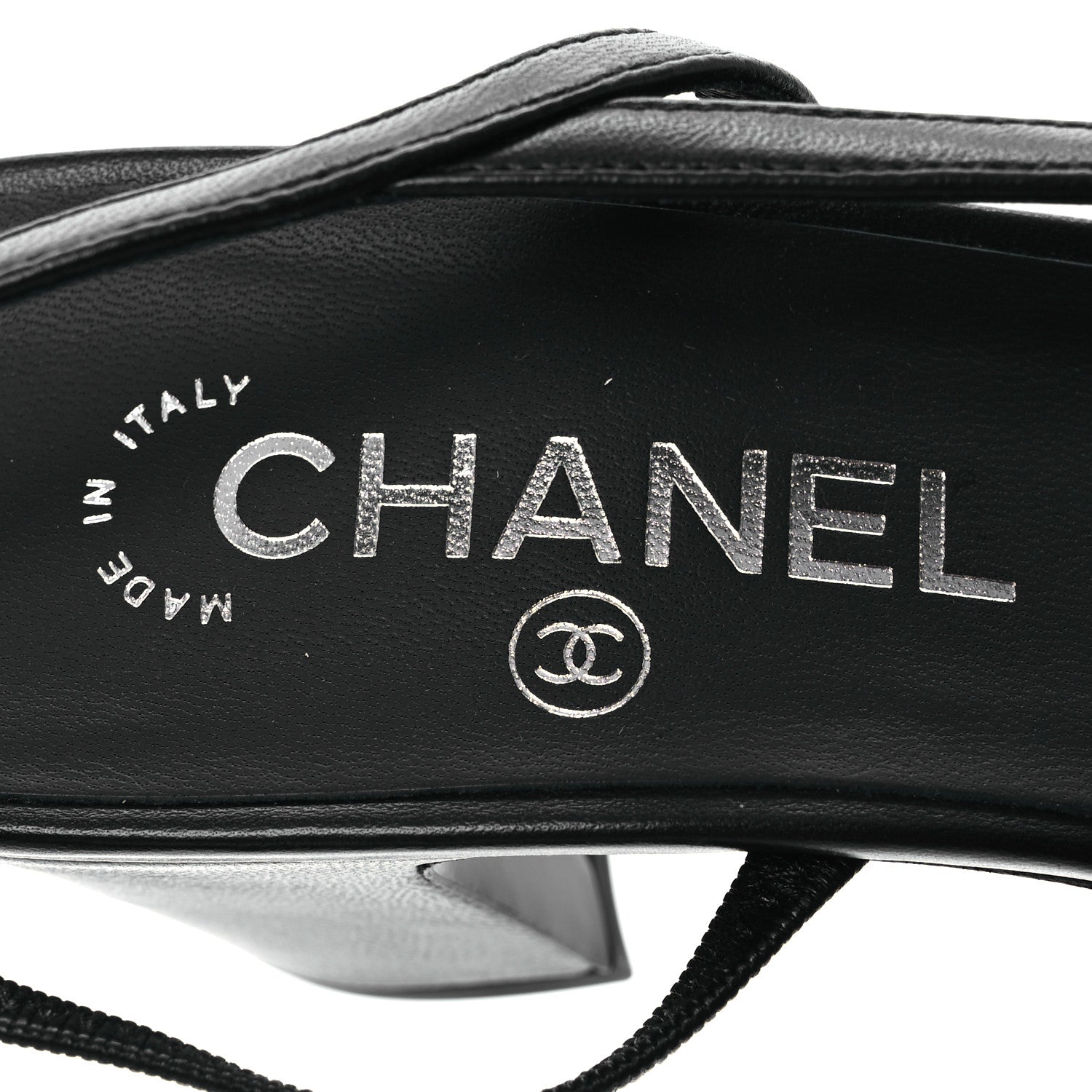 Chanel Lambskin Cap Toe CC Slingback Sandals 39.5 Black Dark Grey 9 of 13