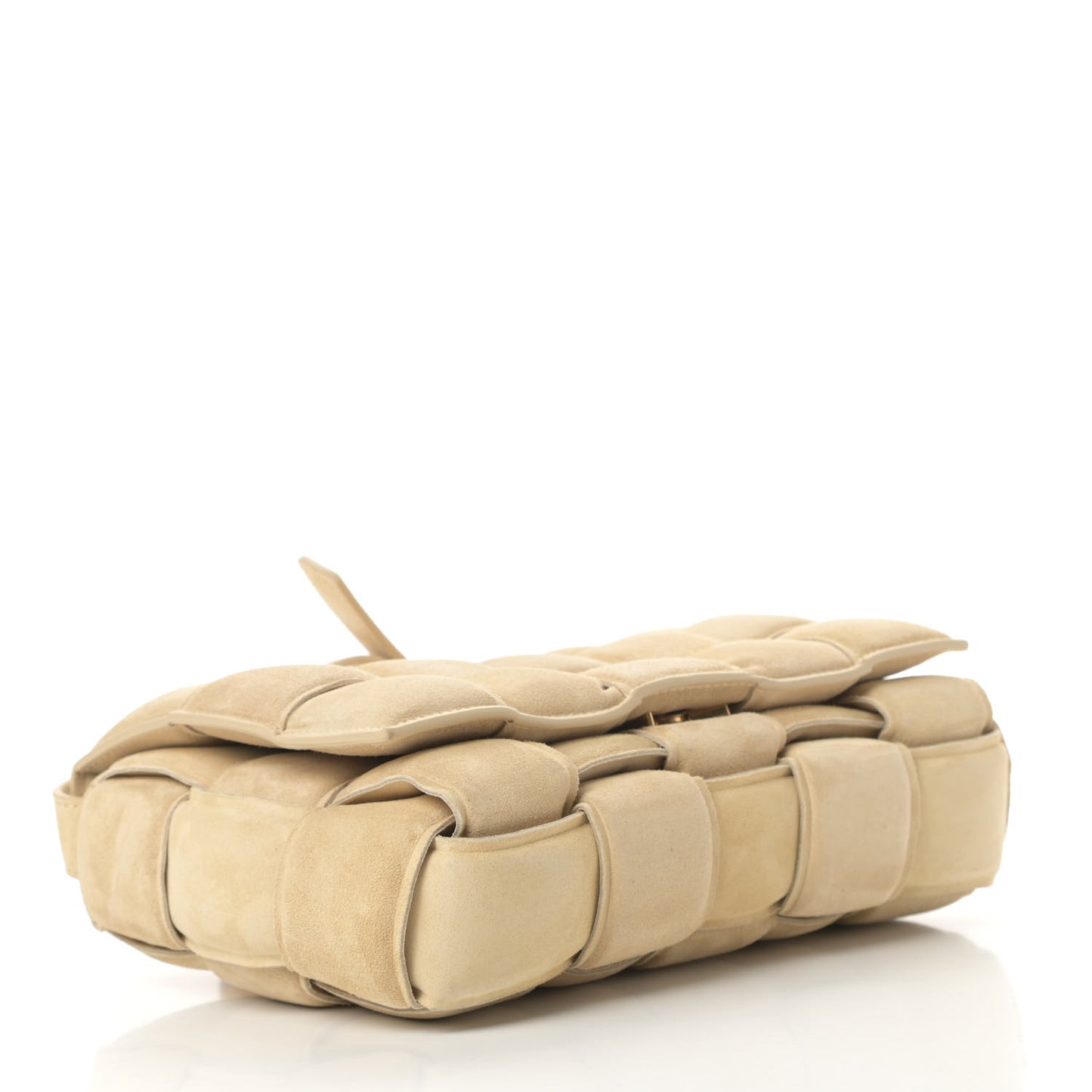 Suede Calfskin Maxi Intrecciato Padded Cassette Crossbody Bag Sand