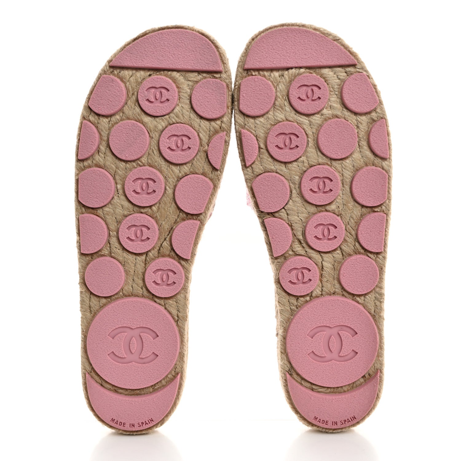 Chanel Tweed Laminated Lambskin CC Slide Sandals 38 Light Pink Gold 5 of 9