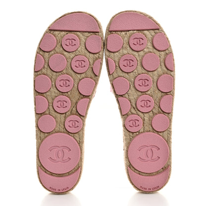 Chanel Tweed Laminated Lambskin CC Slide Sandals 38 Light Pink Gold 5 of 9