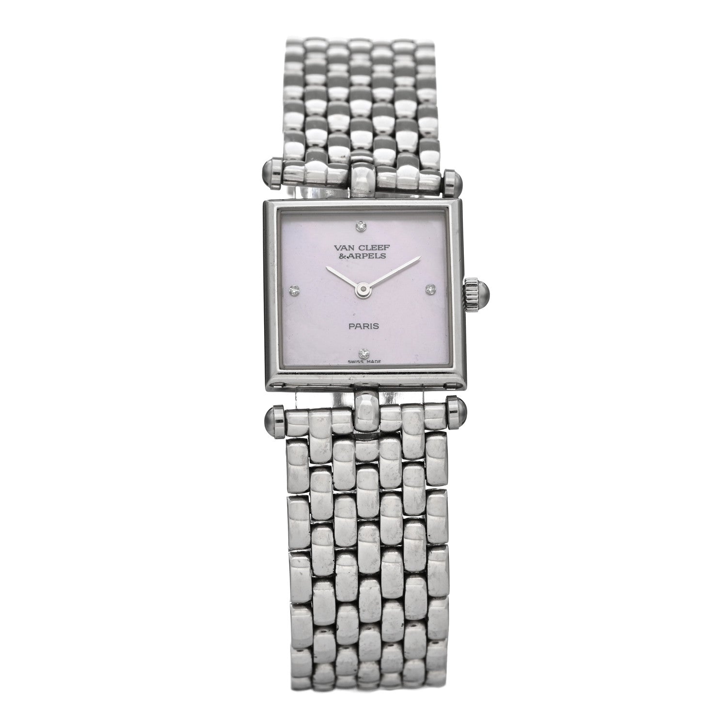 Van Cleef & Arpels Stainless Steel Diamond Pink Mother of Pearl 20mm Classique Quartz Watch 1 of 4