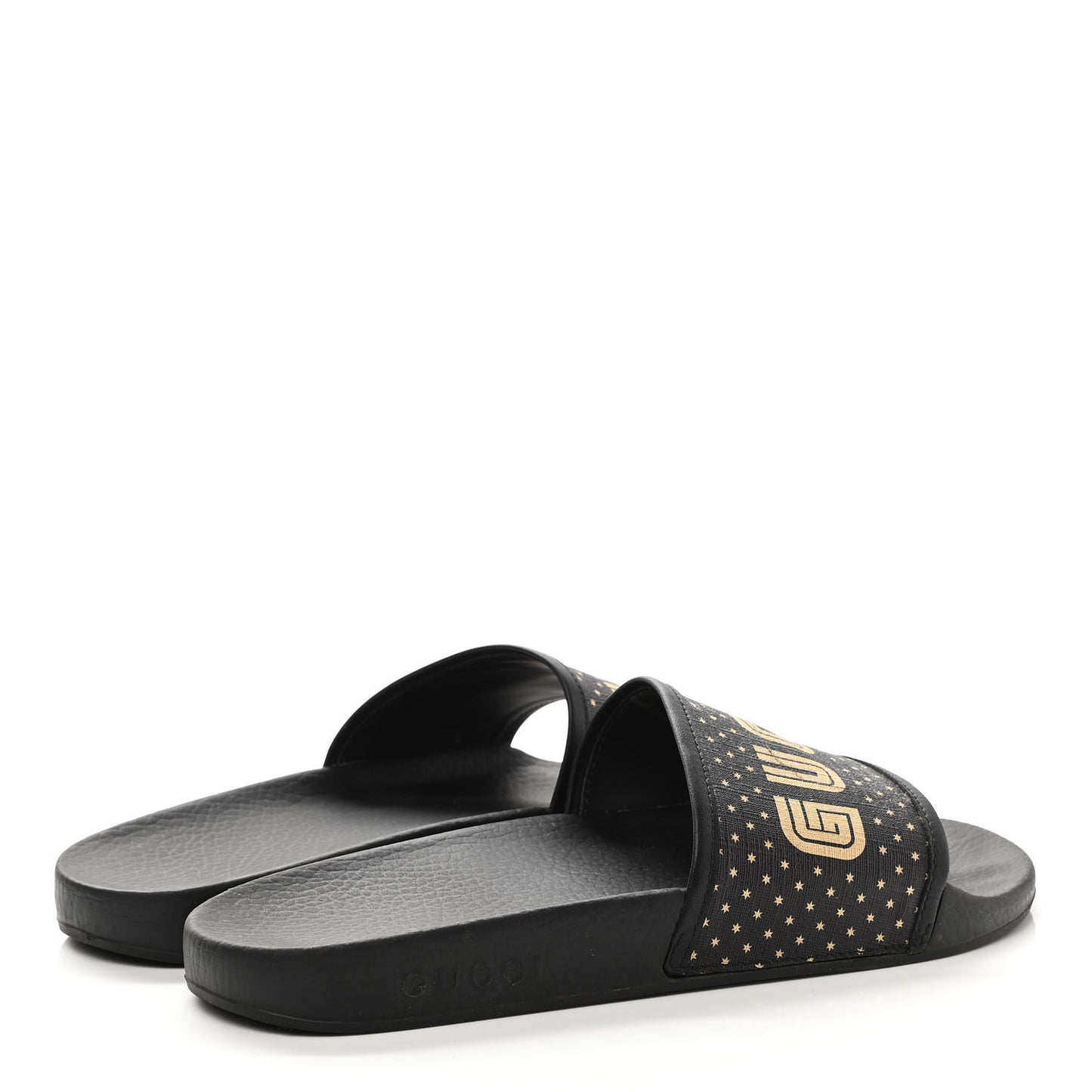 X SEGA Supreme Canvas GUCCY Stars Womens Slide Sandals 40 Black Gold
