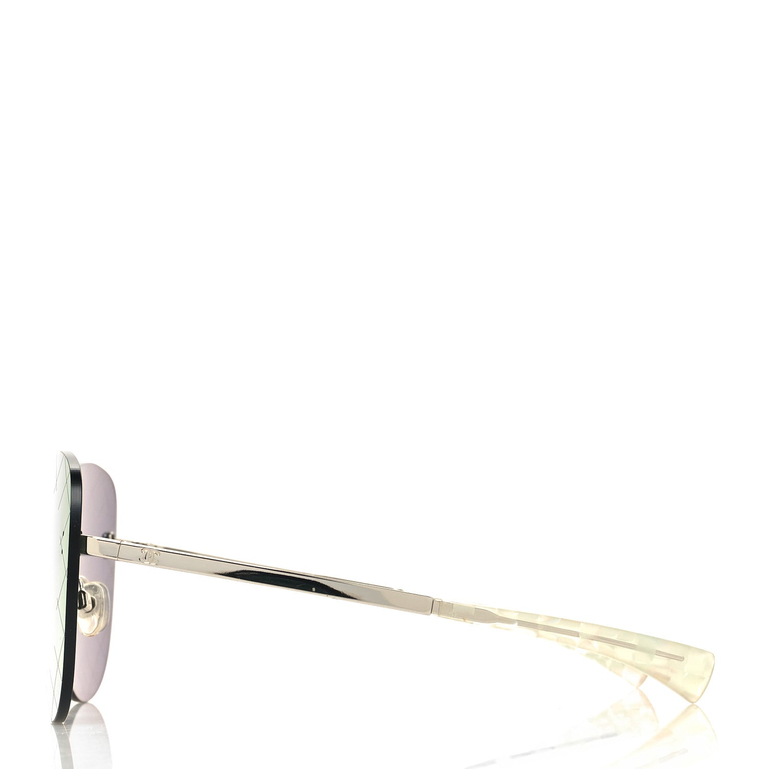 Chanel Acetate Shield Runway Sunglasses 71158 Silver Purple 3 of 8