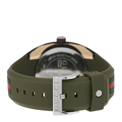 Gucci Stainless Steel Rubber 46mm Sync Web Quartz Watch Hunter Green 3 of 5