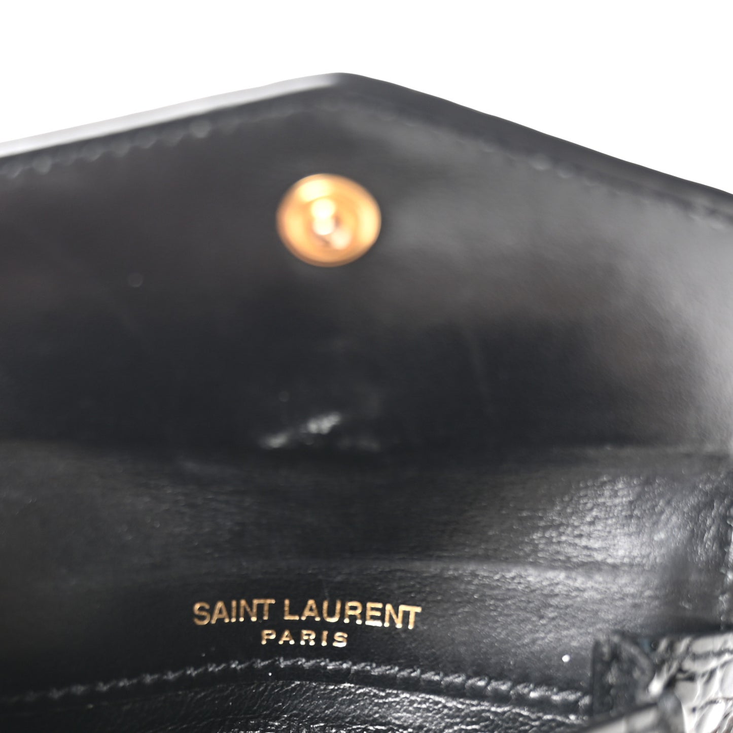 Calfskin Crocodile Embossed Uptown Monogram Card Case Black