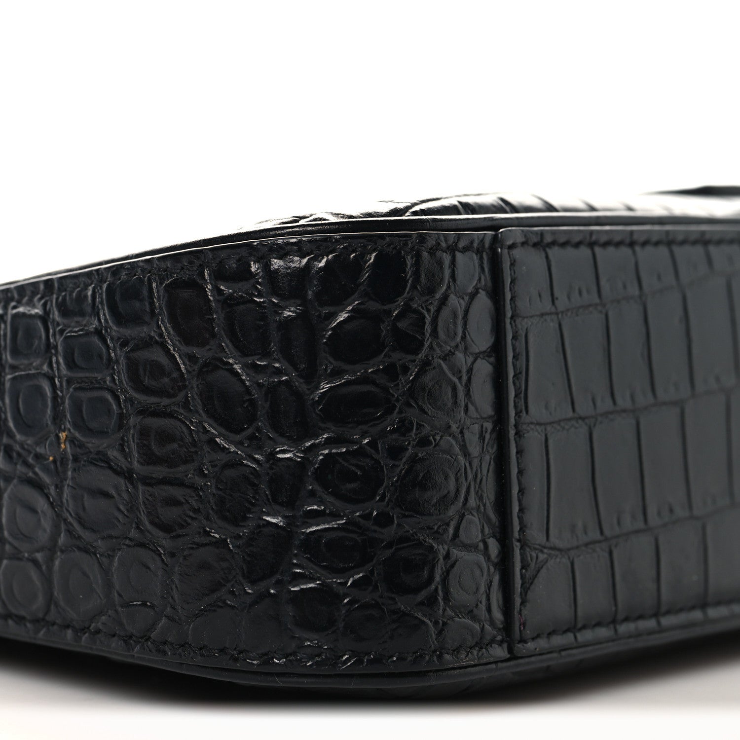 Saint Laurent Calfskin Crocodile Embossed Le 5 A 7 Hobo Black 9 of 10