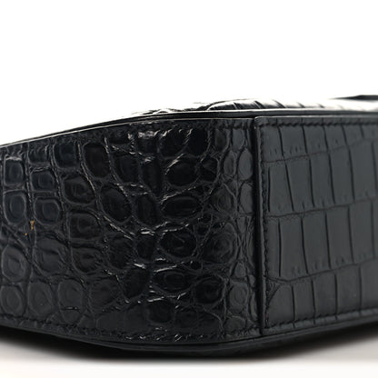 Saint Laurent Calfskin Crocodile Embossed Le 5 A 7 Hobo Black 9 of 10