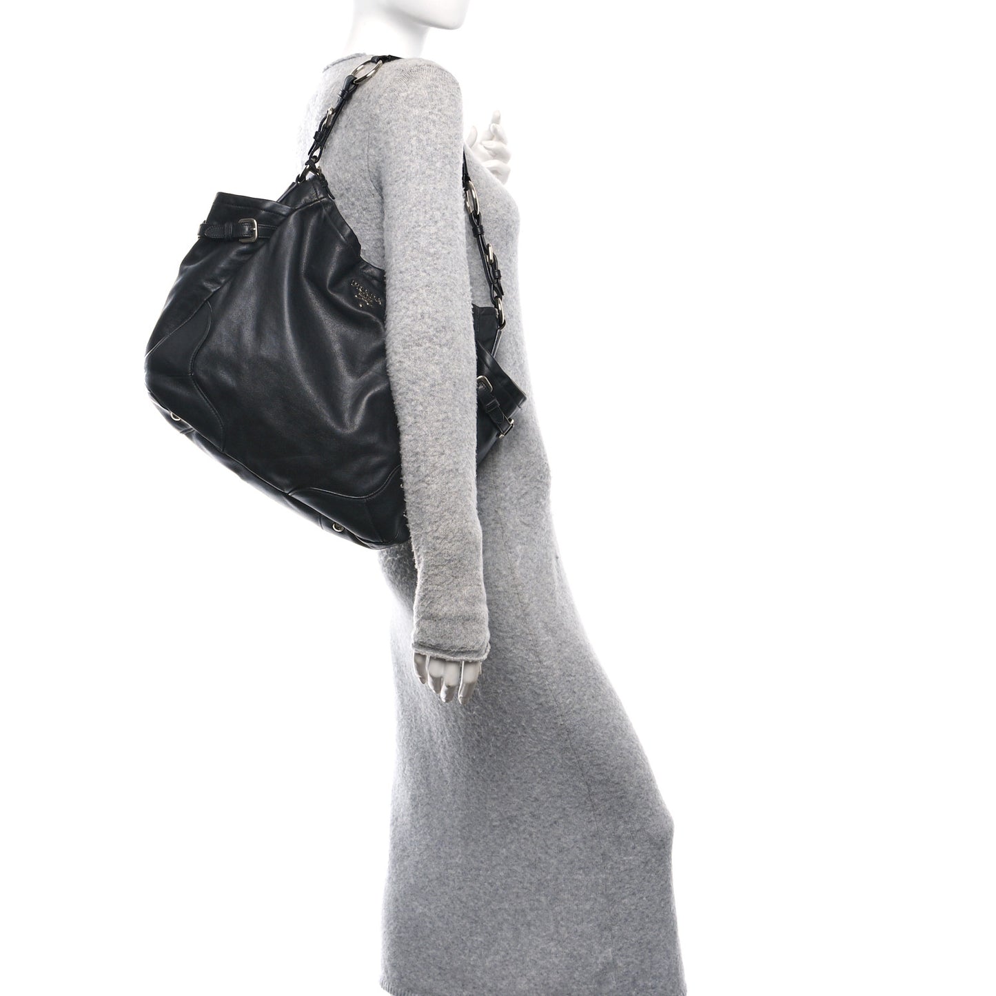 Soft Calf Two Pocket Hobo Black