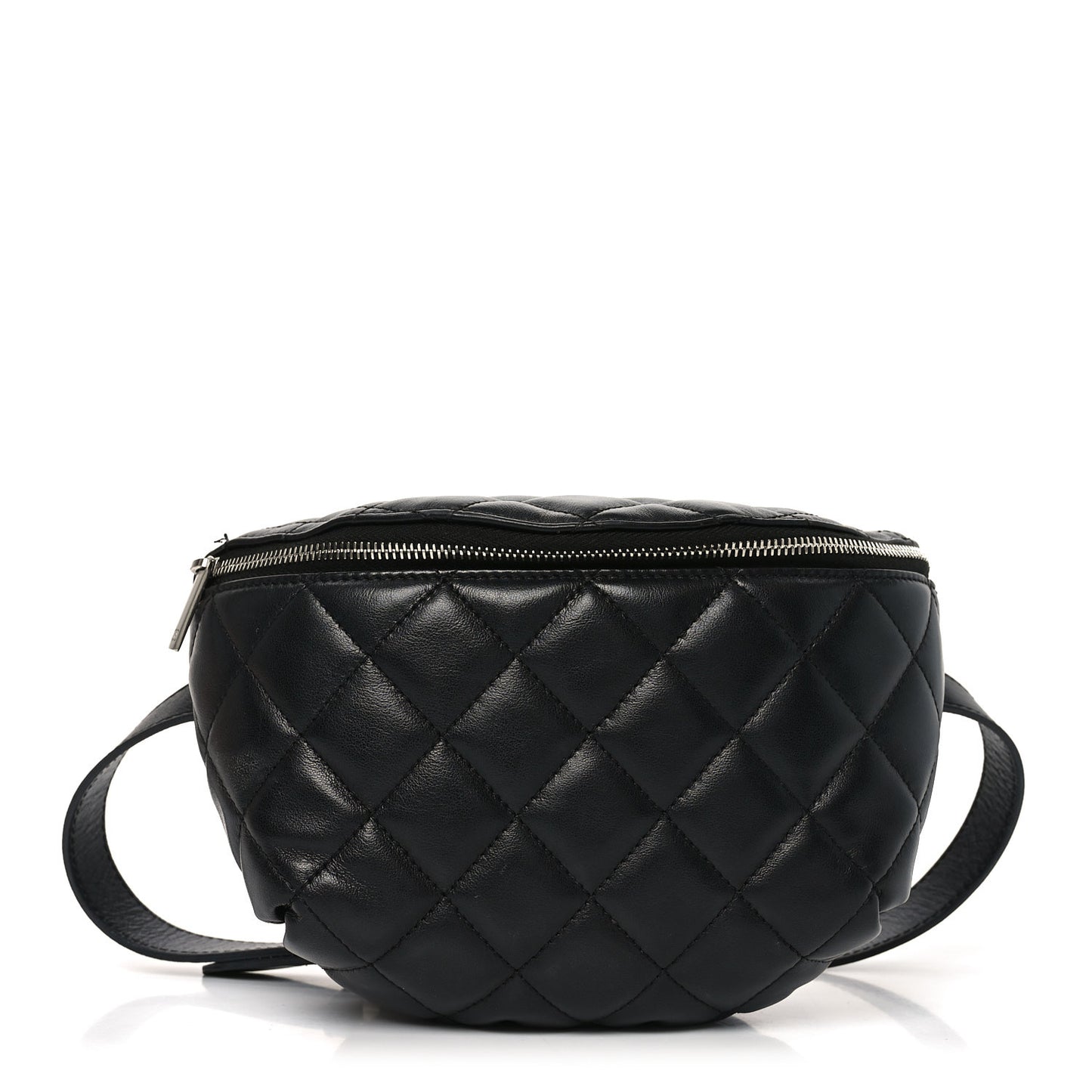 Calfskin Quilted Waist Belt Bag Black