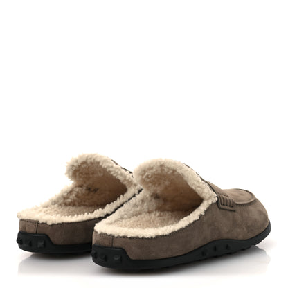 Hermes Suede Goatskin Shearling Go Mules 38 Brun Frume Ecru 5 of 11