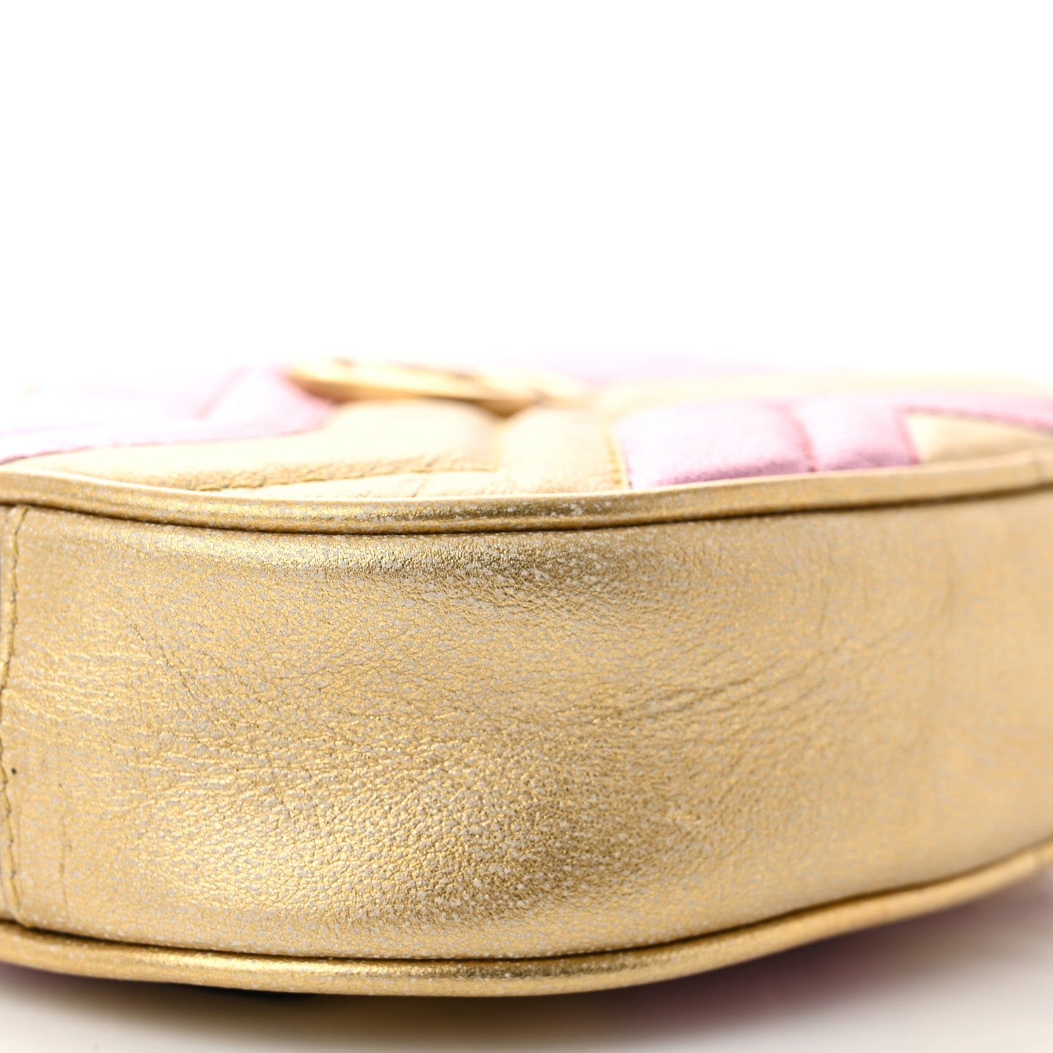 Gucci Metallic Nappa Matelasse Heart GG Marmont Belt Bag 85 34 Oro Vecchio Rosa 10 of 11