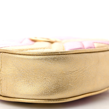 Gucci Metallic Nappa Matelasse Heart GG Marmont Belt Bag 85 34 Oro Vecchio Rosa 10 of 11