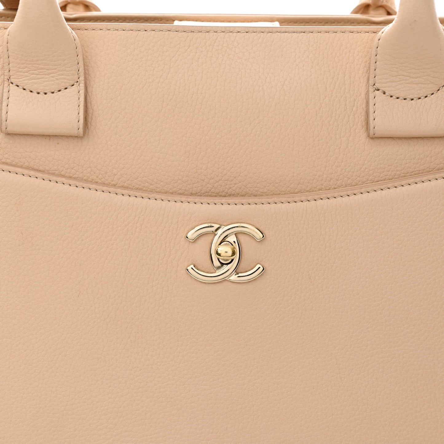Grained Calfskin Medium Neo Executive Shopper Tote Beige