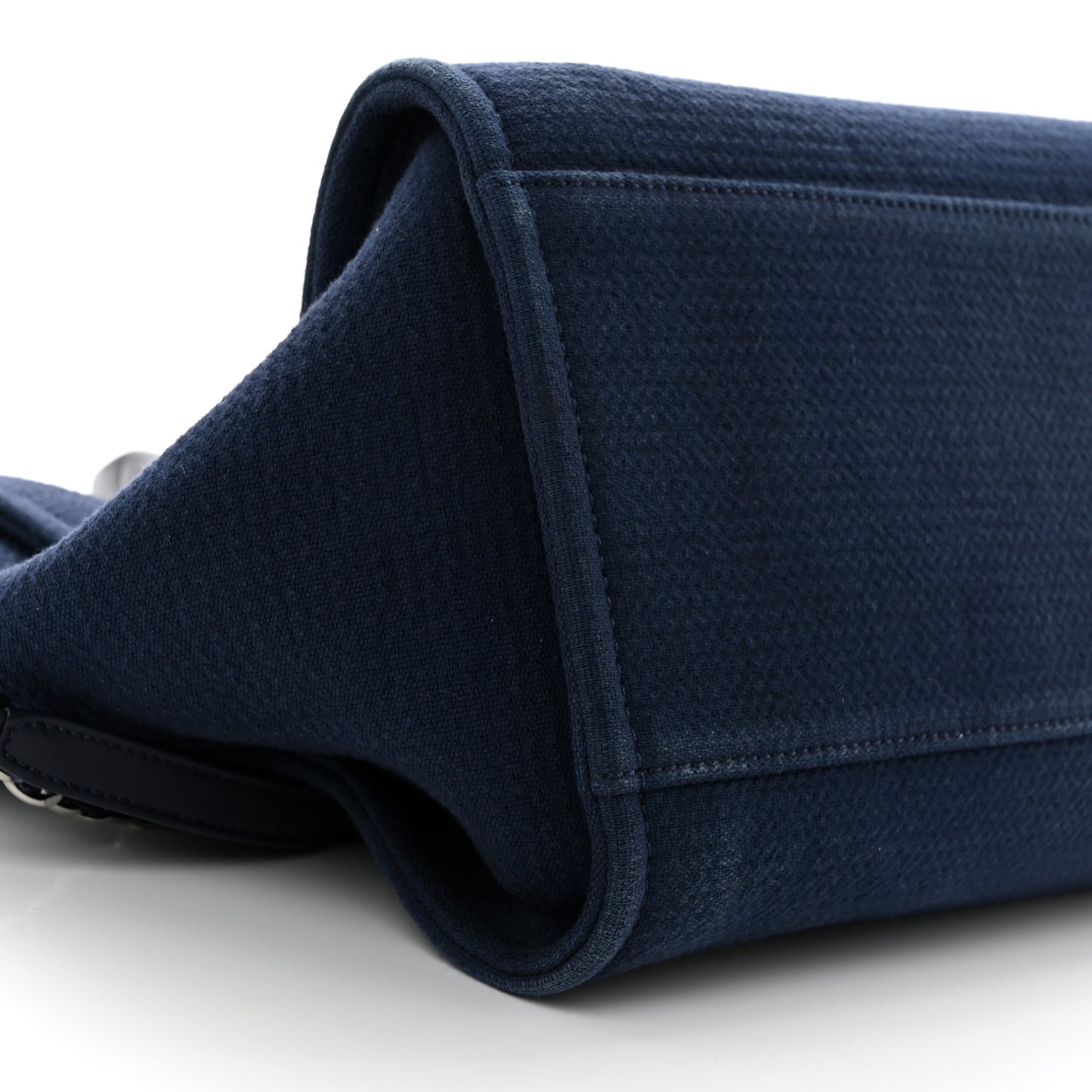 Woven Straw Raffia Medium Deauville Tote Navy