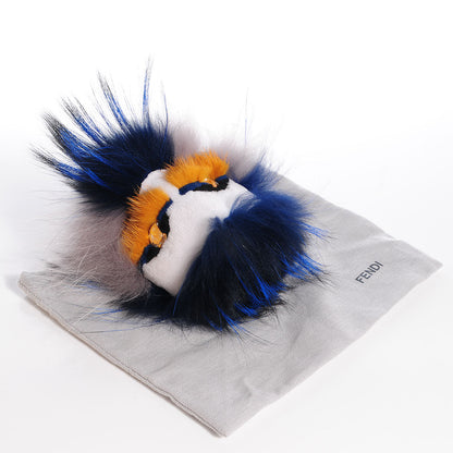 Fendi Mink Fox Rabbit Fur Crystal Glamoroso Monster Bag Charm Black Blue Grey 2 of 5
