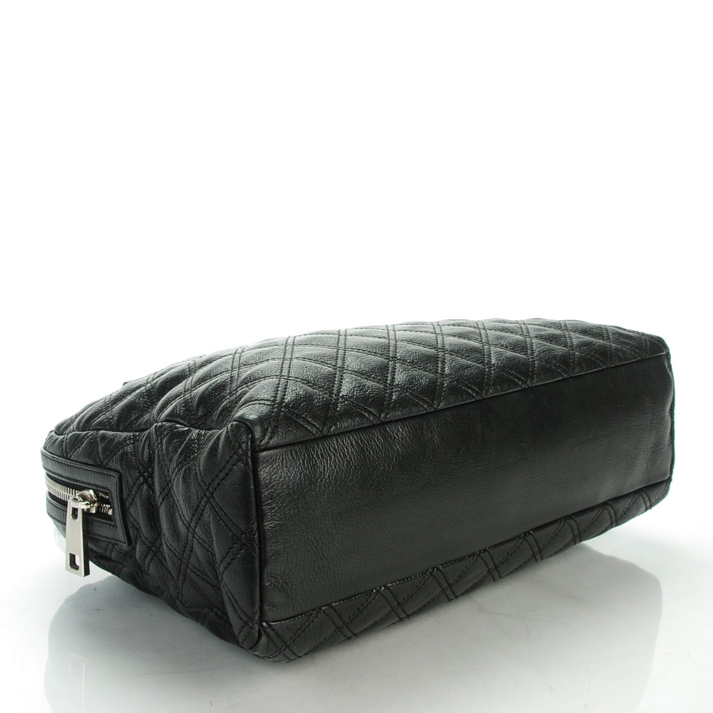 Lacquered Goatskin Quilted Karlie Satchel Black