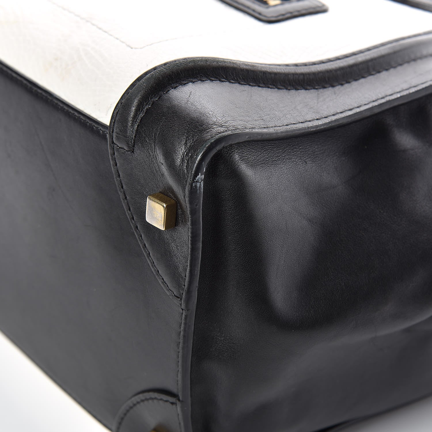 Celine Smooth Calfskin Shrunken Lambskin Mini Bi-Color Luggage Black White 17 of 31
