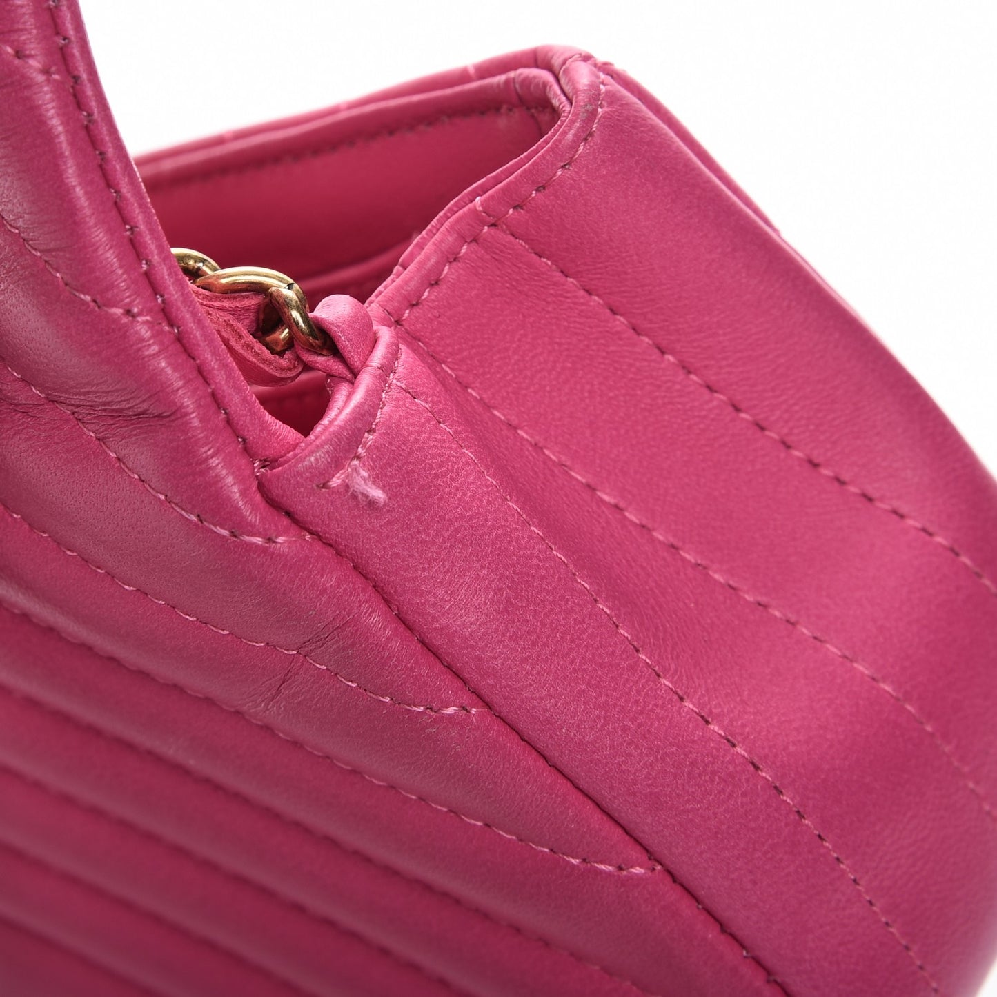 Lambskin Chevron Quilted Extra Mini Flap Dark Pink