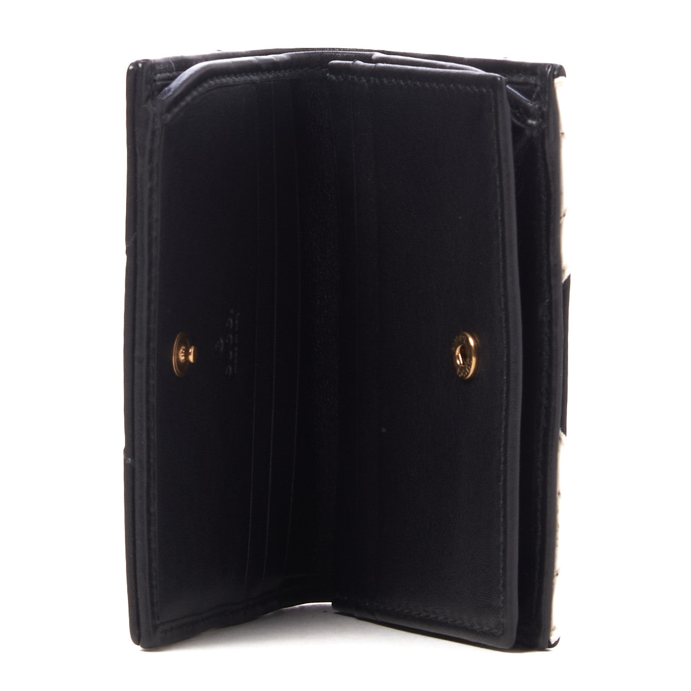 Calfskin Matelasse GG Marmont Card Case Black White