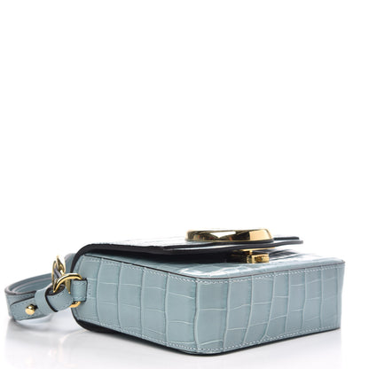 Chloe Calfskin Crocodile Embossed Mini C Double Carry Faded Blue 4 of 9