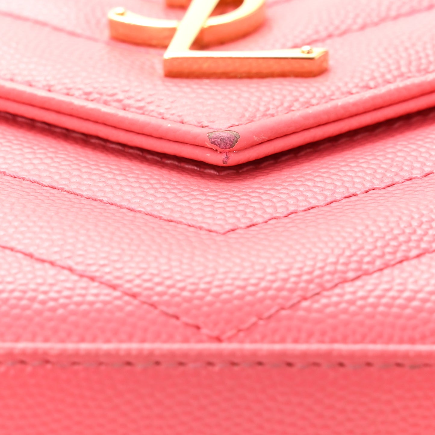 Grain De Poudre Matelasse Chevron Monogram Chain Wallet Rose Clair