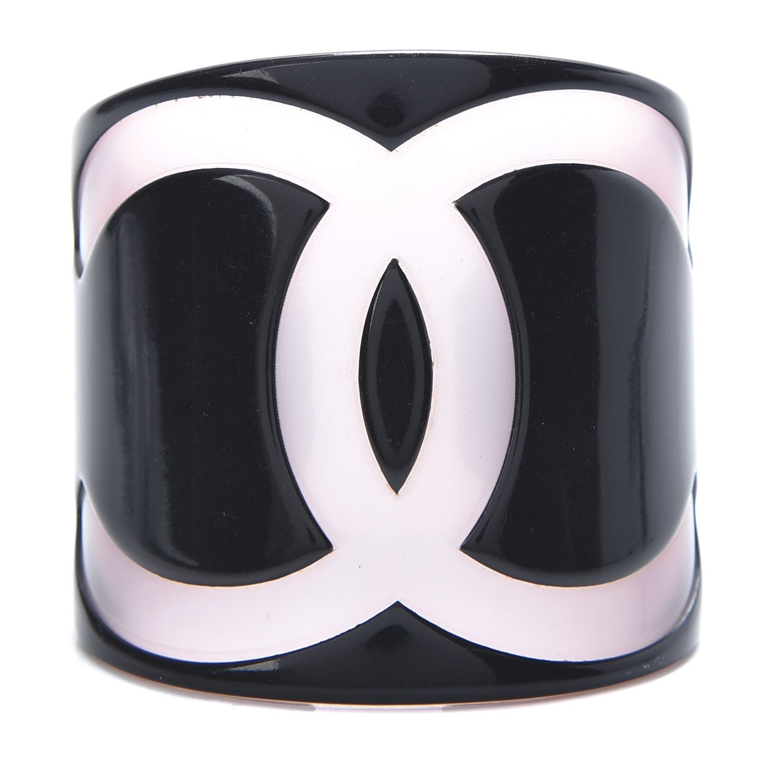 Chanel Resin CC Wide Cuff Black Pink 1 of 4