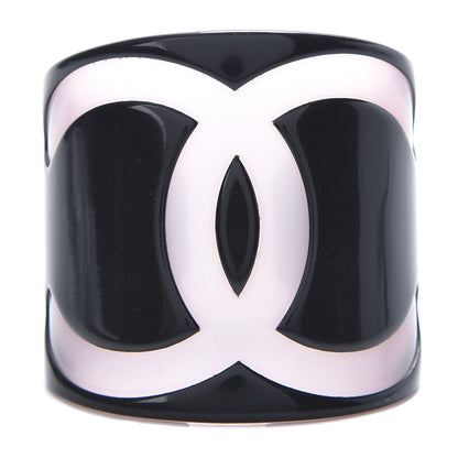 Chanel Resin CC Wide Cuff Black Pink 1 of 4