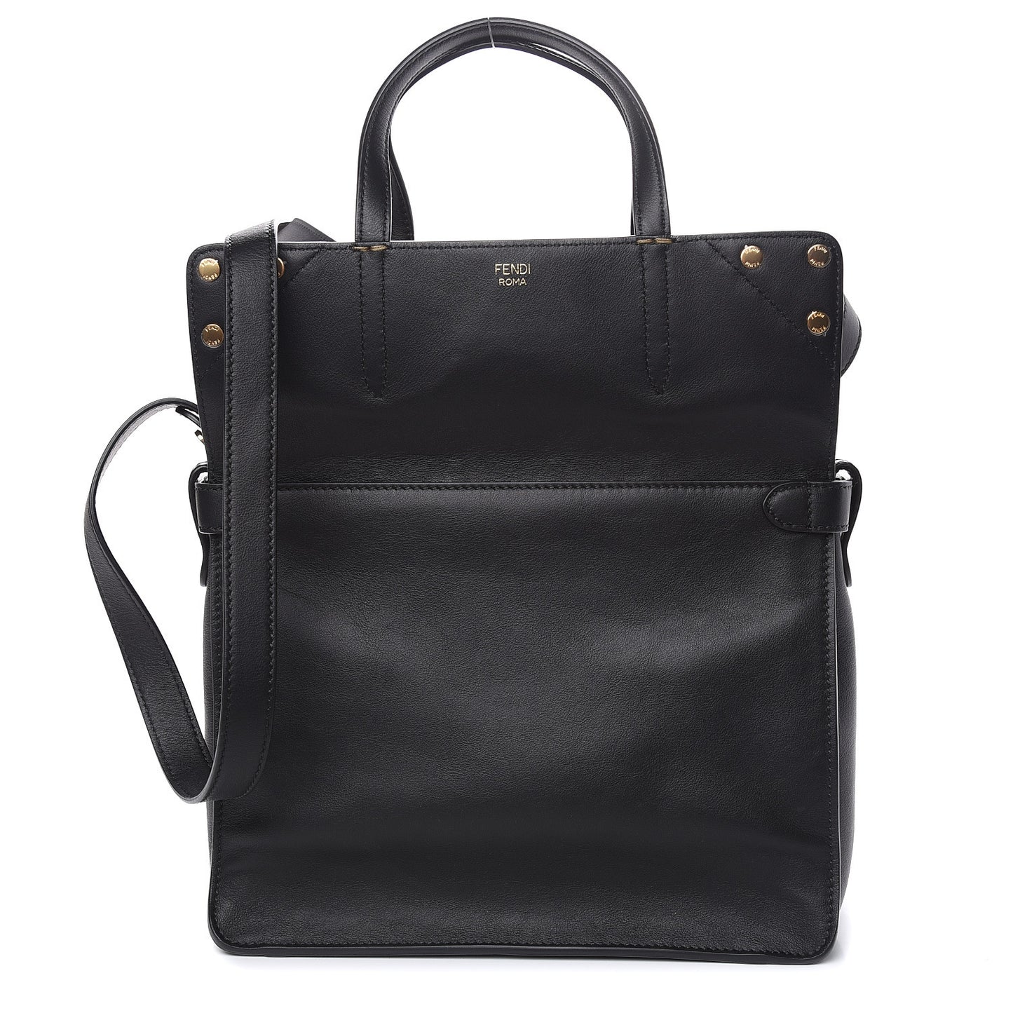 Vitello Grace Bi-Color FF 1974 Embossed Flip Tote Black Maya