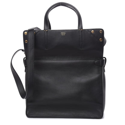 Fendi Vitello Grace Bi-Color FF 1974 Embossed Flip Tote Black Maya 4 of 14