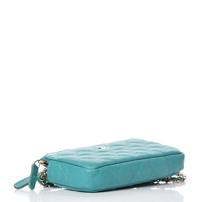 Chanel Caviar Quilted Small Clutch With Chain Turquoise 4 of 13