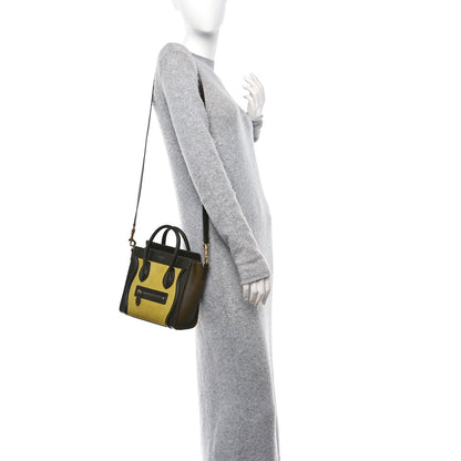 Celine Nubuck Smooth Calfskin Nano Tri-Color Luggage Chartreuse 2 of 10