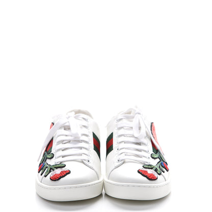 Gucci Calfskin Web Floral Embroidered Womens Ace Sneakers 35.5 White 2 of 9