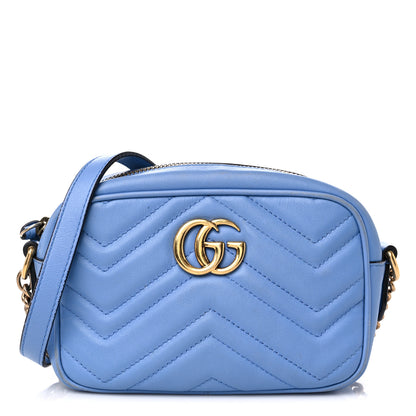 Gucci Calfskin Matelasse Mini GG Marmont Chain Shoulder Bag Clear Sky Blue 1 of 18