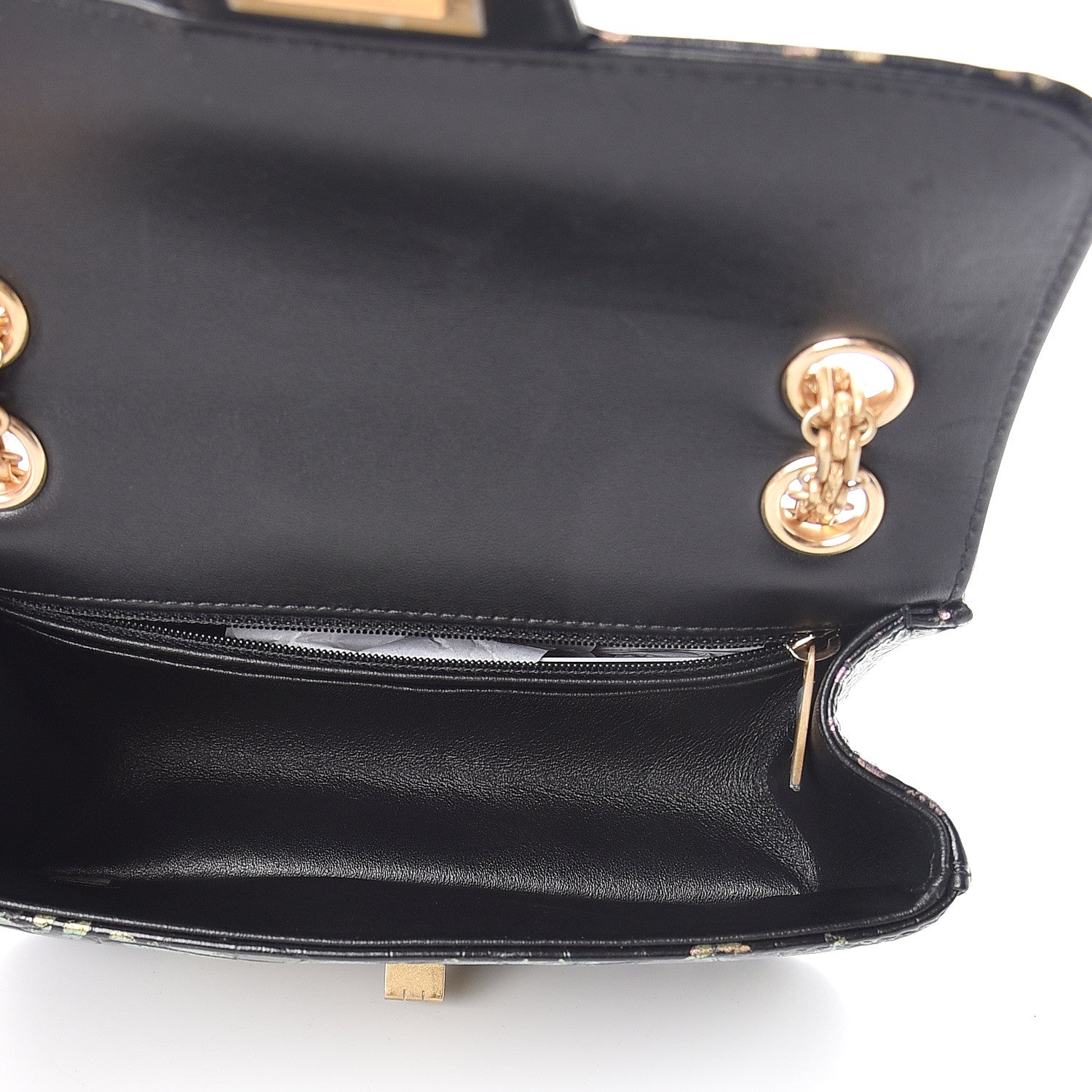 Chanel Calfskin Crocodile Embossed Graffiti 2.55 Mini Cocodile Reissue Flap Black Pink 5 of 11