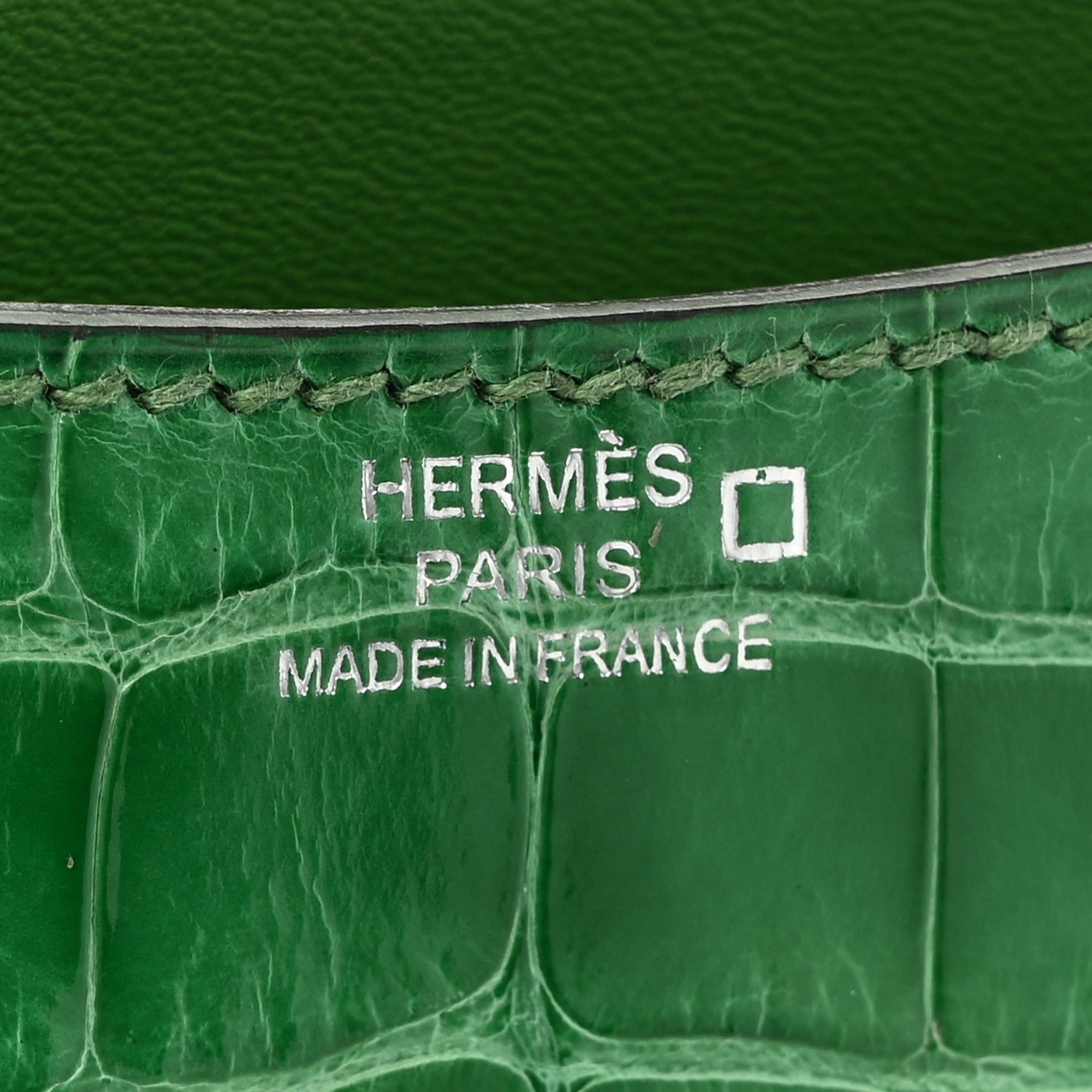 Hermes Shiny Alligator Constance 18 Cactus 7 of 13