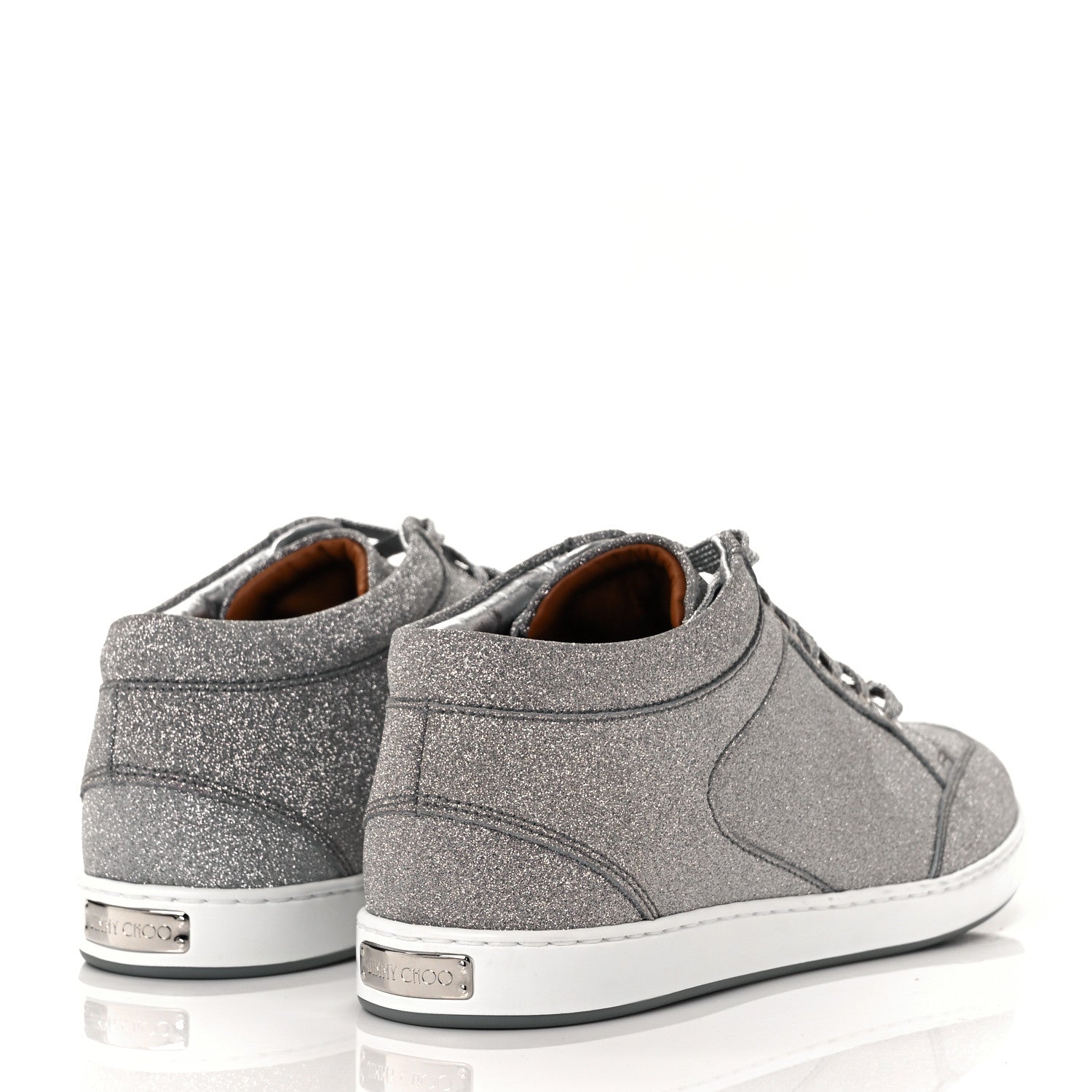 Jimmy Choo Glitter Miami Sneakers 38 Silver 10 of 30