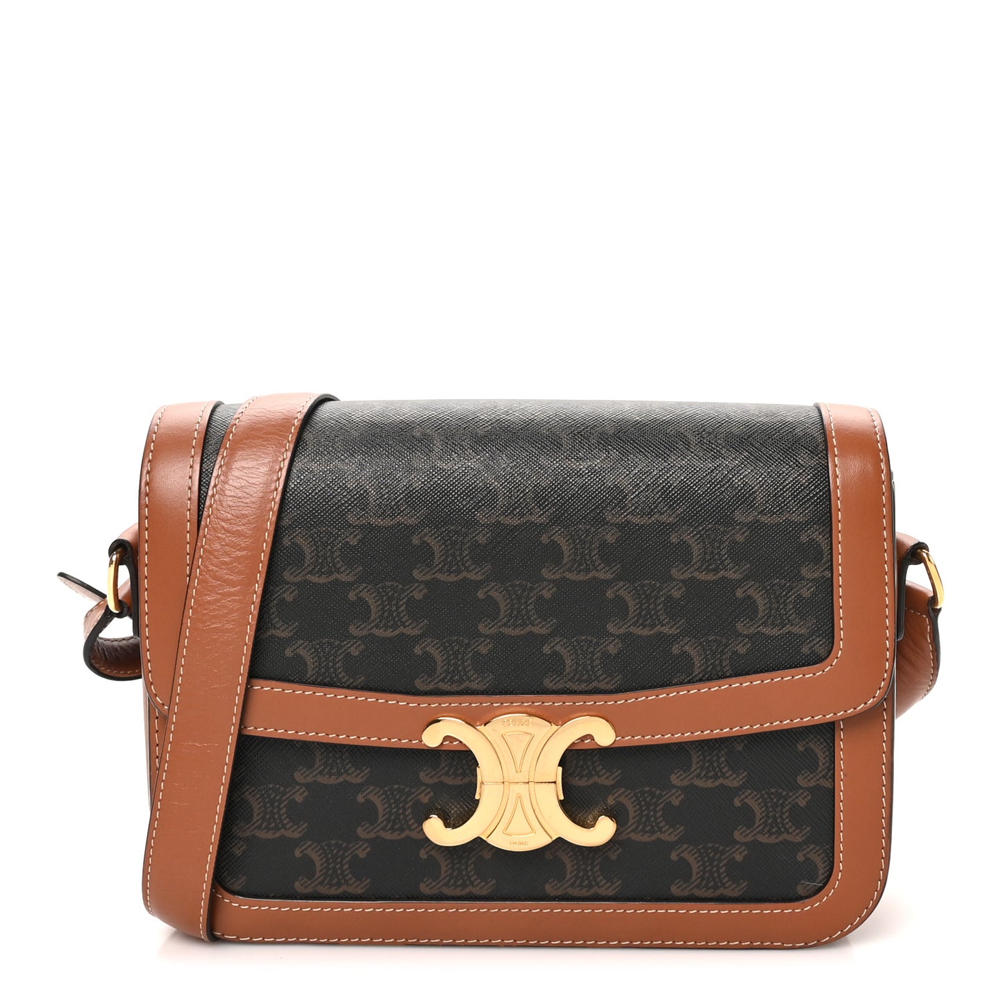 Triomphe Canvas Calfskin Medium Triomphe Bag Tan