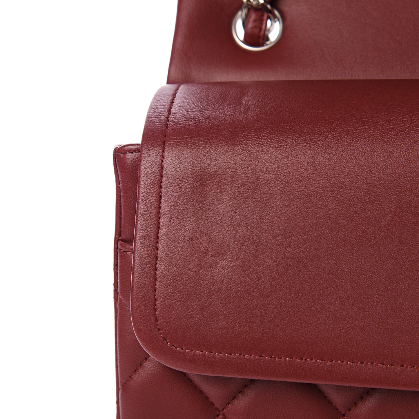 Lambskin Quilted Jumbo Double Flap Burgundy
