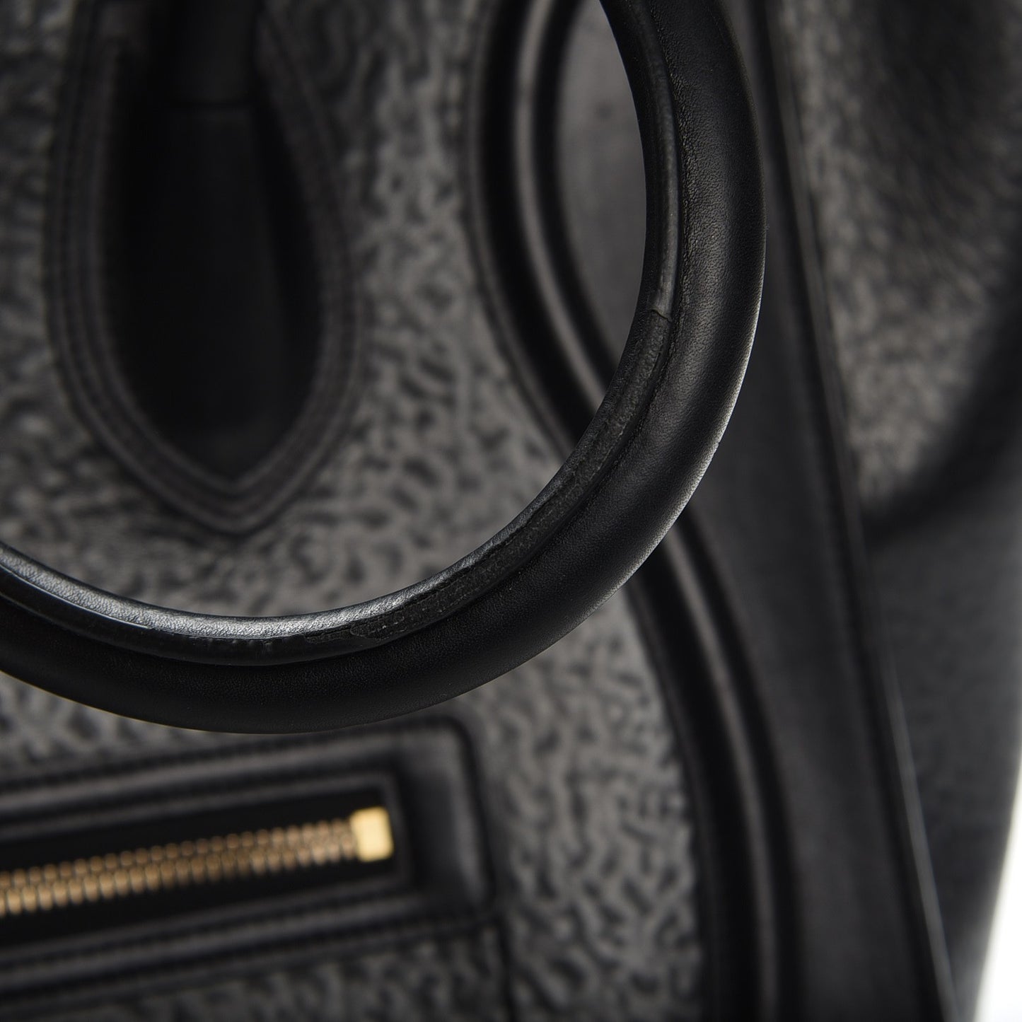 Calfskin Astrakhan Embossed Mini Luggage Black