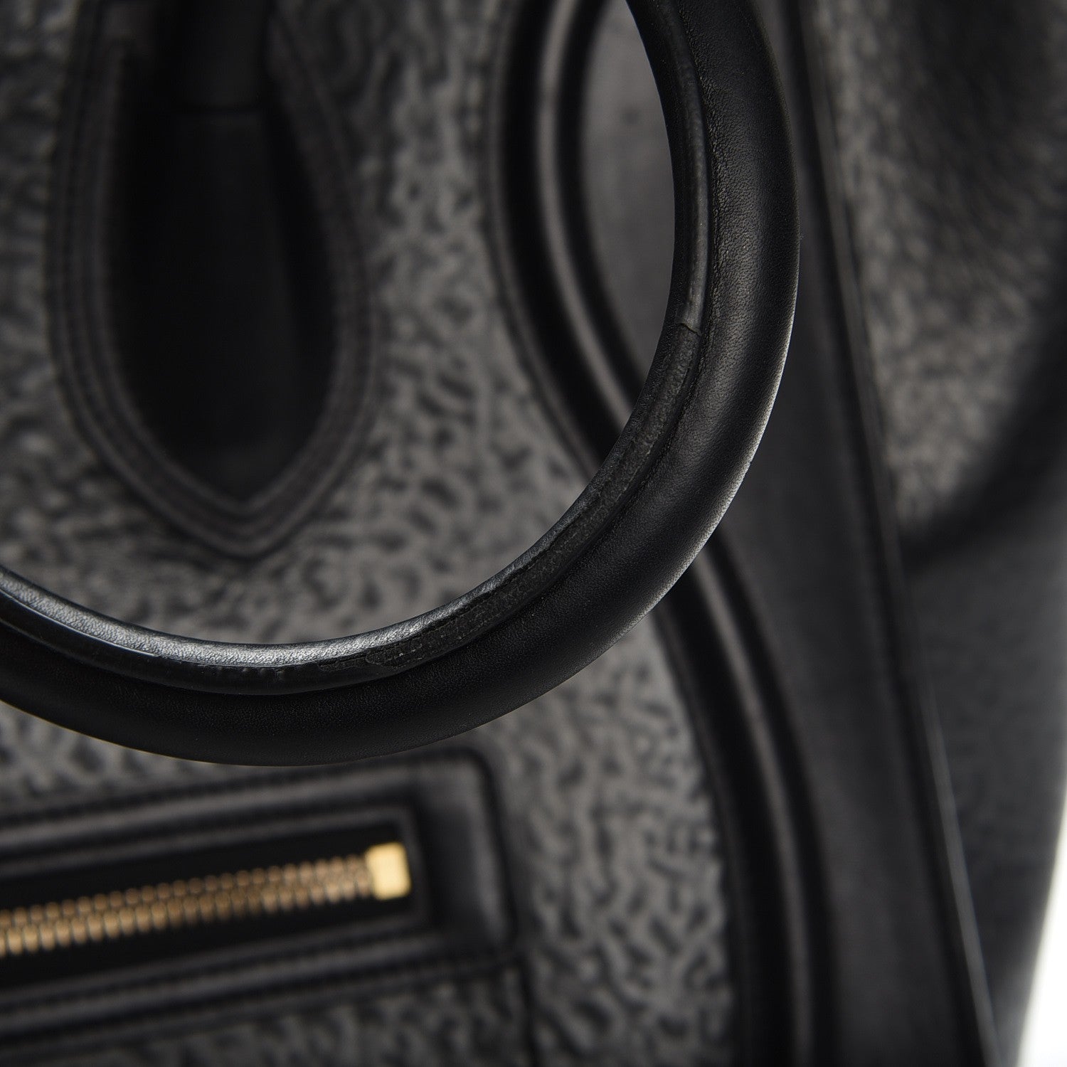 Celine Calfskin Astrakhan Embossed Mini Luggage Black 7 of 10