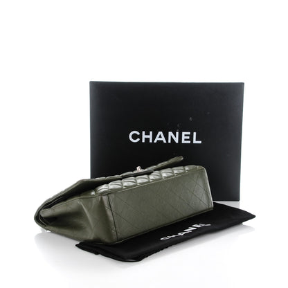 Chanel Caviar Quilted Maxi Double Flap Dark Green 4 of 9