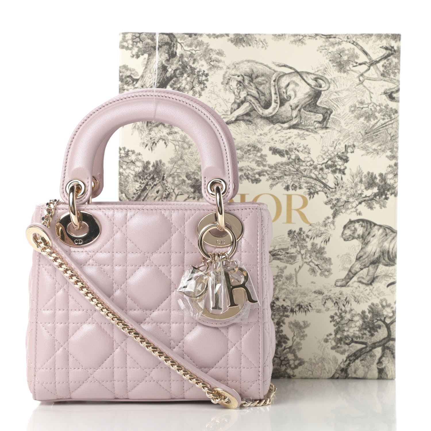 Christian Dior Metallic Lambskin Cannage Mini Lady Dior Lotus 11 of 11