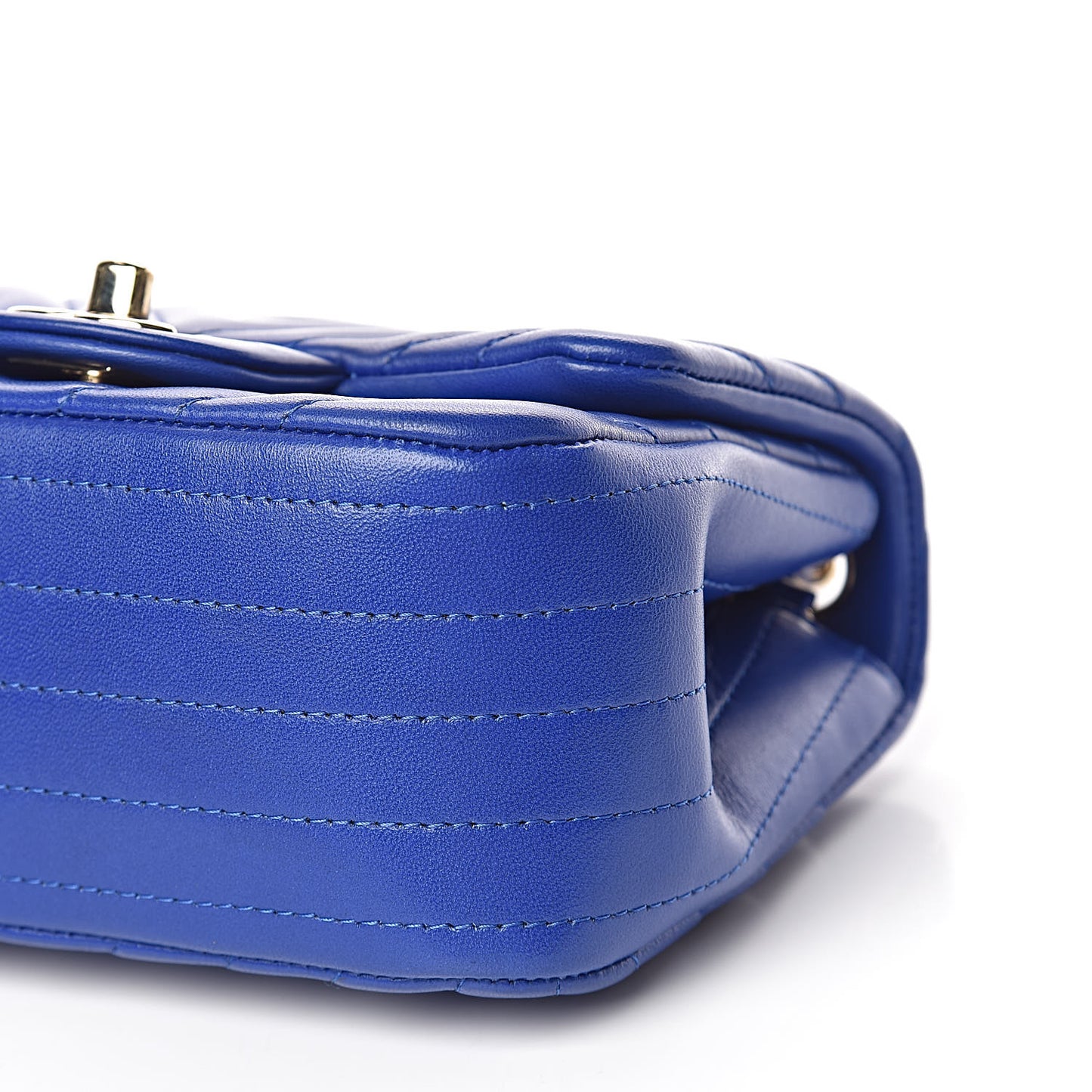 Lambskin Chevron Quilted Mini Square Flap Blue