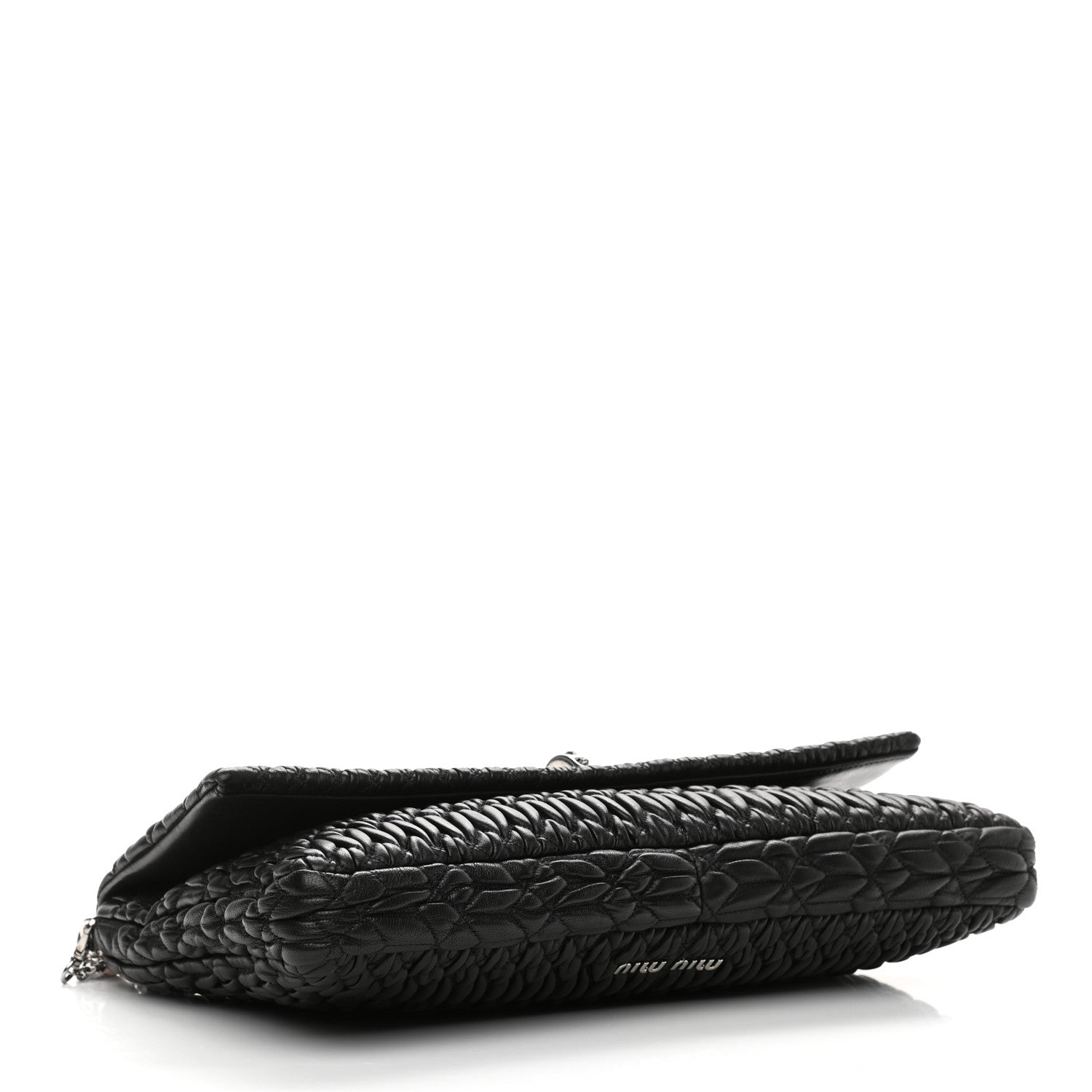 Miu Miu Nappa Matelasse Crystal Flap Clutch Black 4 of 10