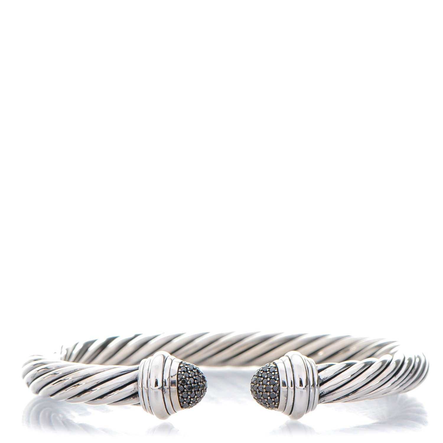 David Yurman Sterling Silver Black Diamond 7mm Cable Classics Bracelet 1 of 5