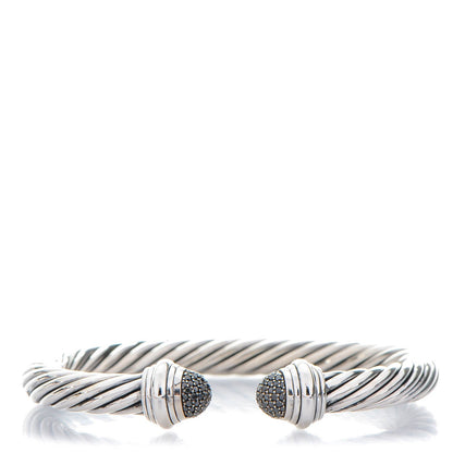 David Yurman Sterling Silver Black Diamond 7mm Cable Classics Bracelet 1 of 5